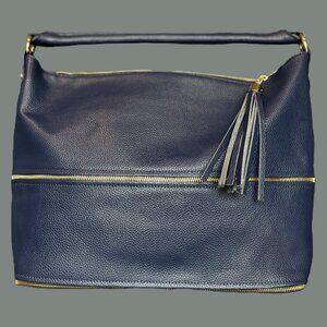 Onna Ehrlich Rachel Dark Navy Pebbled Leather Hobo Bag